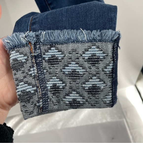 NWT Loft Modern Skinny Crop Tapestry Cuff Pockets Button Zip Dark Wash Jeans - Picture 4 of 11